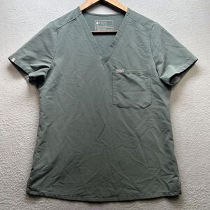 FIGS Scrub Top Womens Small Green Catarina One Pocket V-Neck Technical Medical‎